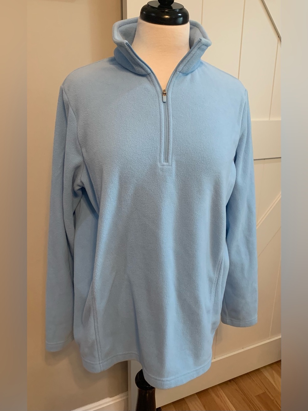 Lands' End Light Blue Zip-Up Fleece Pullover